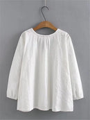 Women's Clothing Shirts Spring And Summer Solid Cotton Top With Self Jacquard Texture Non-Stretch Cardigan