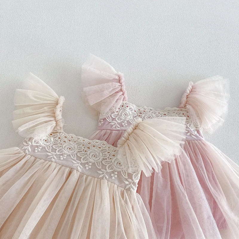 New Infant Girls Mesh Romper Dress Newborn Princess Kids Cute Party Bi