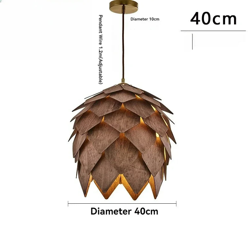 Solid Wood Pine Cone Chandelier Retro Internet Celebrity Wooden Chandelier