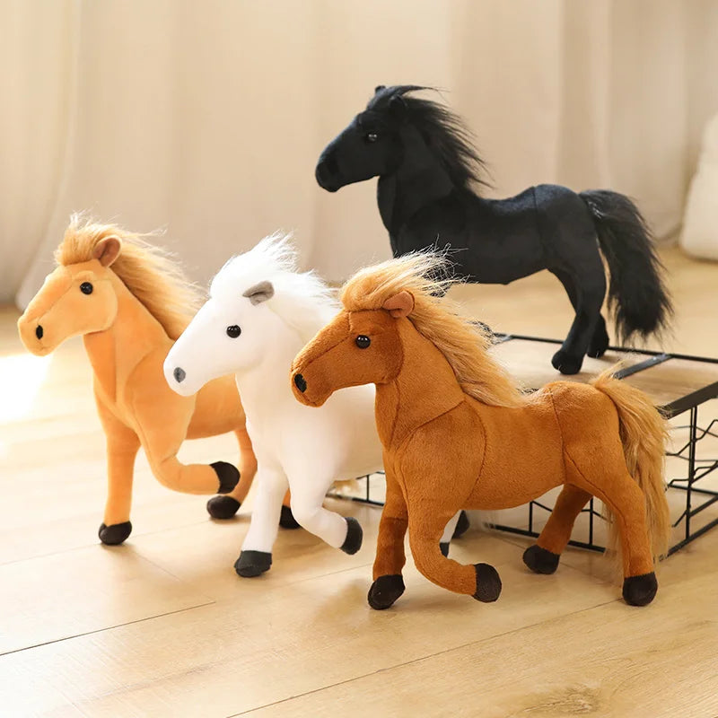 Simulation Horses Plush Toy Stuffed Soft Animal Dolls Real Life Horse Pillow for Children Kids Creative Birthday Decor Gifts