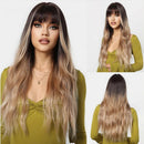 Light Blonde Wig Long Wavy Hair Wigs with Bangs for Women Party Daily Hair