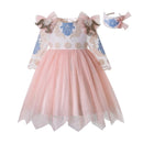 Cute Outfits For Kids Tulle Party Flower Girl Elegant Birthday Dresses With Matching Headband Children Clothes