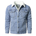 Men Denim Jackets Slim Casual Denim Coats Thicker Winter Jean Jackets Warm Coats