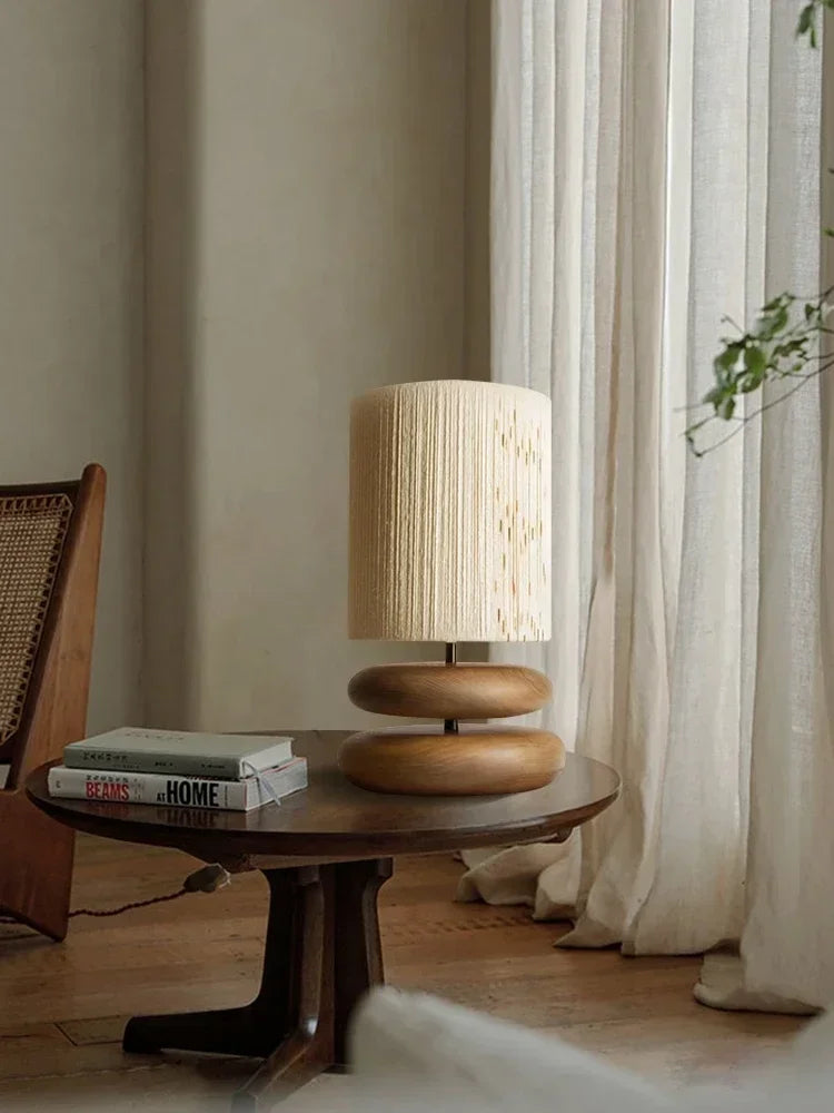 Creative Bedside Table Lamp Walnut Wood Retro Table Lamp