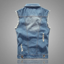 Cotton Hole Denim Waistcoat Men Casual Solid Color Outdoor Slim Fit Mens Vest New Autumn Quality Waistcoats for Men