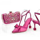 Women Shoes and Bag Set Decorated with Rhinestone Wedding Shoes Bride Shoe and Bags Set for Party