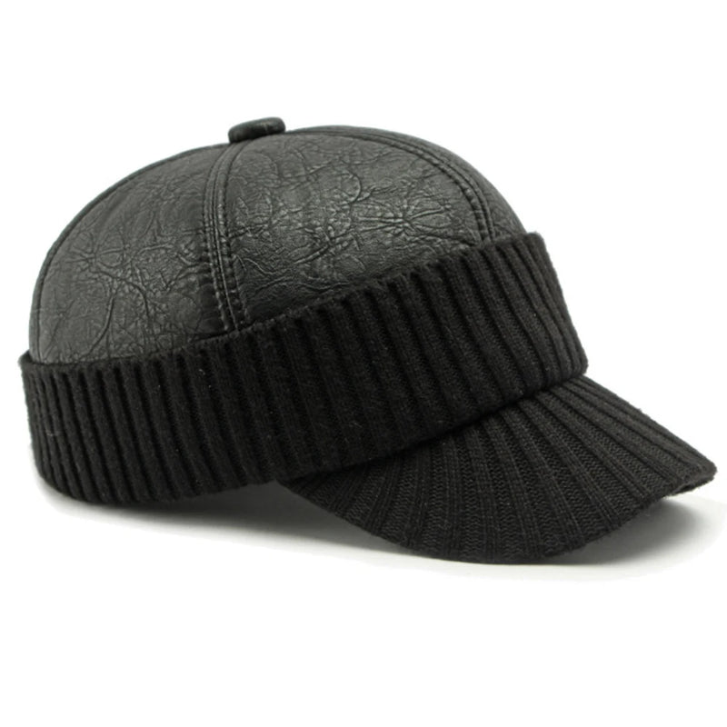 Leather Cap Thick Warm Winter Baseball Cap Men Baseball Hats Snapback Earflap Cap Hats with Ear Flap