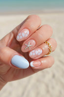 Blue Crocodile Gold Glitter Starfish Summer Nails Detachable Finished Nails Press on Nails