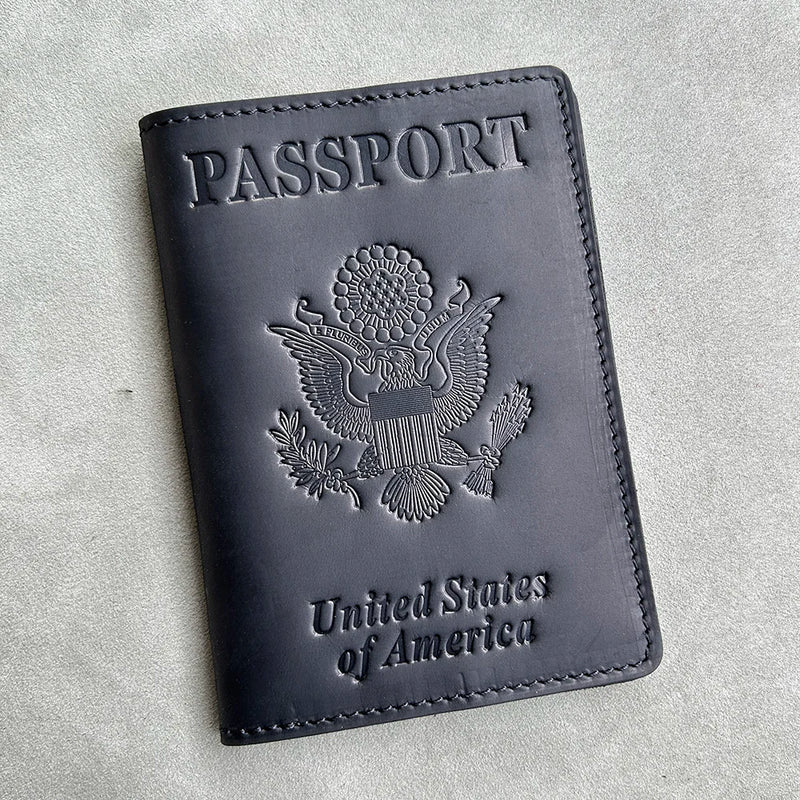 Genuine Leather Passport Cover USA Travel Men Genuine Leather Cover The Passport America Passport Pouch