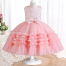 Flower girl wedding party ball tailed beaded dress girl birthday communion party trail dress girl campus Graduation Dinner Dress