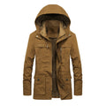 Winter Fleece Parkas Men Cotton Army Green Windbreaker Coat Male Detachable Hood Jacket Man