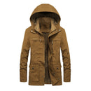 Winter Fleece Parkas Men Cotton Army Green Windbreaker Coat Male Detachable Hood Jacket Man