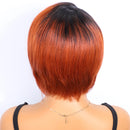 Ginger Orange Short Pixie Cut Straight Bob Human Hair Wig For Women Hair Wigs