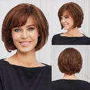 Brown Blonde Hair Wigs Transparent Lace Front Wig Short Layered Wavy Hand-Tied Lace