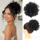 Hair Piece Elastic Drawstring Loose Wave Curly Hair Buns Hair Piece Extensions For Women Dark Brown