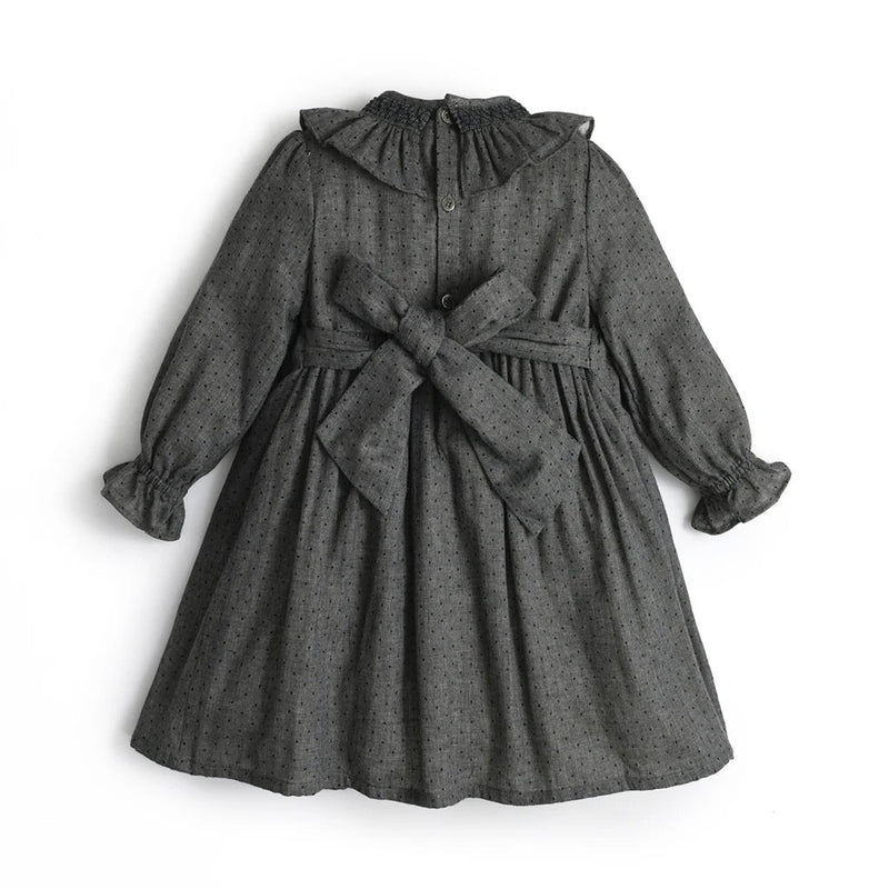 Vintage Autumn Dress for Girls Infant Luxurious Designer Smocked Dresses Children High Quality Smocking Frock