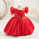 Red dress on a mannequin against a white background, Obroi