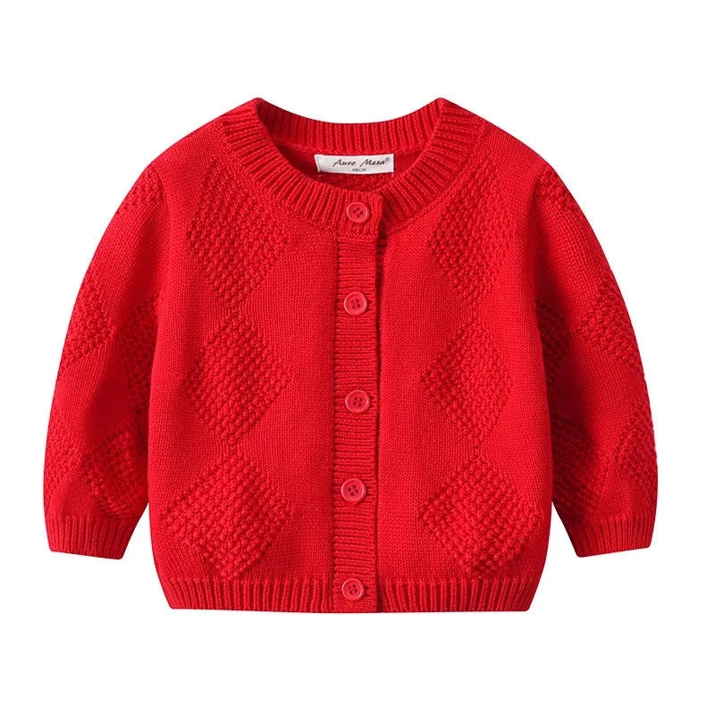 Baby Girls Knitted Sweater Cardigan Children Clothes Kids Knitting Rompers Knit Coats Look Toddlers Knitwear Costumes Christmas