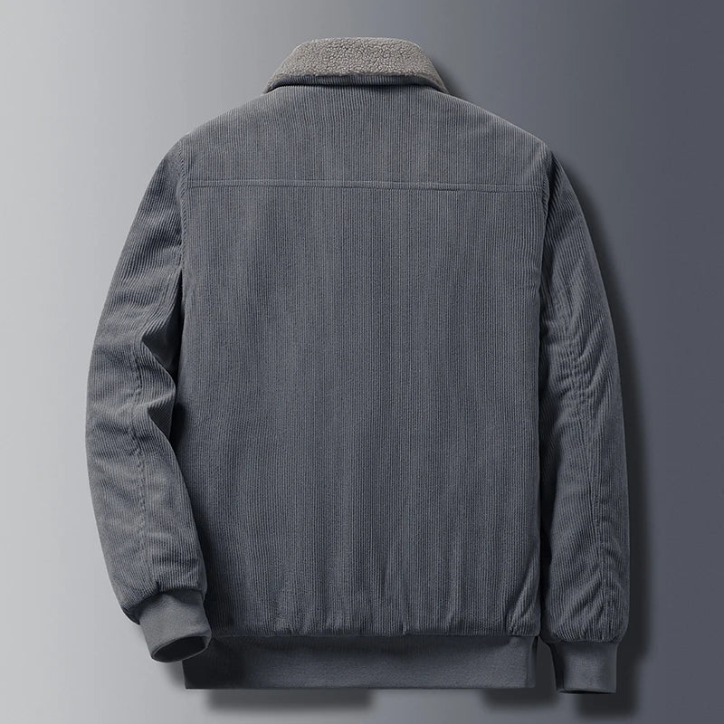 Warm Corduroy Jacket Men Winter Fleece Lined Warm Outwear Male Casual Fur Collar Bomber Tactical Jackets