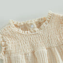 New Infant Toddler Newborn Baby Girls Sleeveless Crew Neck Pleated Lace Patchwork Romper Sunsuit Jumpsuit Casual Clothes