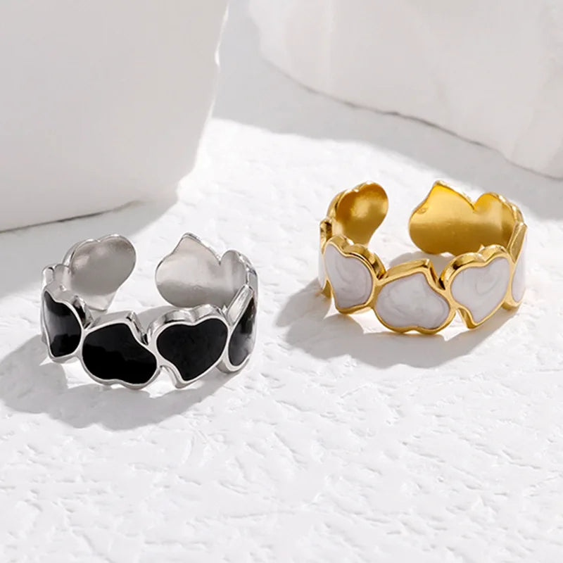 Bohemia Love Heart Stainless Steel Rings for Women Girls Open Finger Jewelry Rings for women