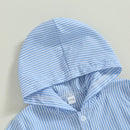 Toddler Kid Boys 2PCS Clothing Sets Short Sleeve Striped Hooded Tops and Drawstring Shorts Sets Summer Clothes