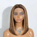 Highlight Brown Straight Bob Wig Human Hair Short Straight Bob Natural Look