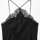 Women Lace Hem Pleated Midi Dress Thin Straps Sleeveless Female Chic Lady Dresses