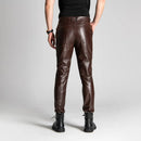 Winter Men's Leather Pants Male Casual Motorcycle Biker Trousers Windproof Warm Pants