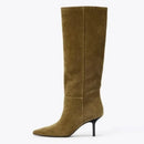 Brown knee-high boot on a white background, Obroi