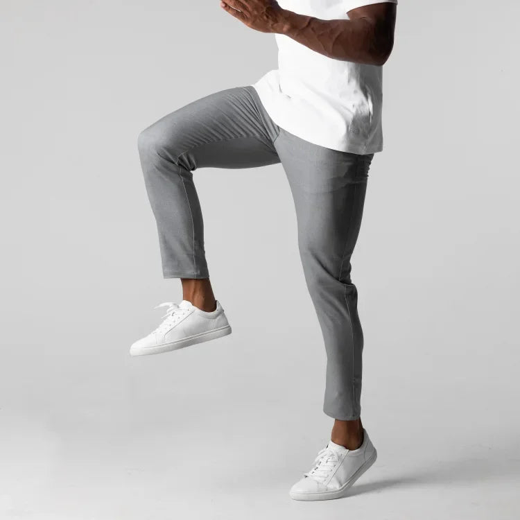 Comfortable Men Long Pants Stylish Slim Fit Ankle Length Casual Soft Breathable Fabric Mid Waist
