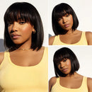 Woman with a stylish haircut wearing a yellow tank top against a white background, Obroi