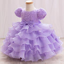 Flower girl dress baby sequin bow princess wedding bridesmaid 2-8 years old birthday party fluffy cake dress
