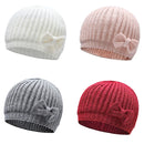 Cute Bow Knitted Baby Hat Winter Warm Newborn Infant Cap Beanies Solid Color Soft Ear Protection Baby Boys Girls Hat Bonnet