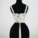 Women Corduroy Corset Bustier Overbust Push Up Breast Bodice Lace Up Boned Shaping Tops Outwear For Dress