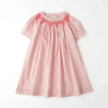 Floral Embroidery Smocked One-piece Dresses Baby Girls Casual Loose Clothes Summer Outfit Matching Kids Children Dress