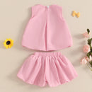Summer Cute Baby Girl Shorts Outfits Princess Bows Sleeveless Tank Tops Toddler Clothes Set