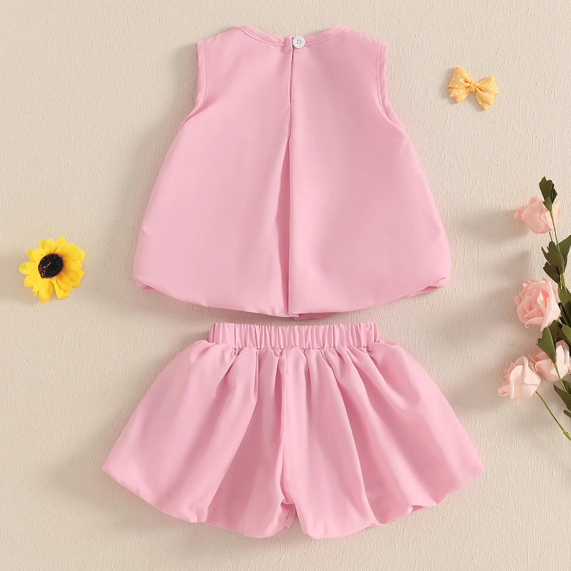 Summer Cute Baby Girl Shorts Outfits Princess Bows Sleeveless Tank Tops Toddler Clothes Set