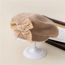 Autumn Winter Baby Girls Warm Bowknot Knitted Hats Children Beret Beanie Kids Bonnet For 2-8Years