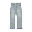 Spring Autumn Men's Washed Distressed Tassel Fit Jeans Trend Elegant Denim Pants
