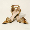 Luxury Woman Sandals Pumps Dress Shoe Female Concise Hollow Ankle Strap Narrow Band Heels for Ladies