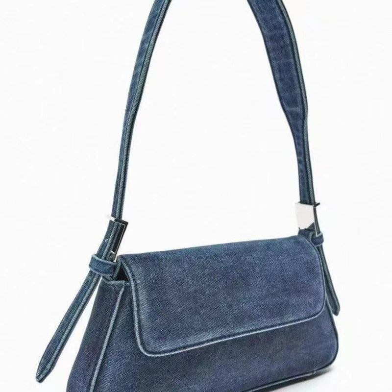 Women's Bag Summer Hundreds Flap Blue Denim Bag Commuter Single Shoulder Armpit Bag Female