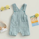 0-24M Lovely Baby Girls Boys Romper Shorts Sleeveless Suspenders Jumpsuits