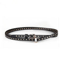 Black Punk Rock Waist Belt Women Narrow Metal Rivet Thin Ladies Pin Buckle Leather Belt