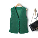 Pleated Short Sleeveless Vest Spring Summer Single-breasted Solid Single-breasted Female Jackets