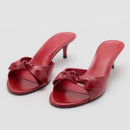 Elegant Red Heel Slippers Women Round Toe Thin Heel Slide Sandals Open Toe Designer Shoes