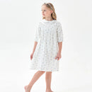 kids girls summer floral print white cotton flare dress child teen girl cotton lining dresses