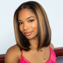 Highlight Brown Straight Bob Wig Human Hair Short Straight Bob Natural Look