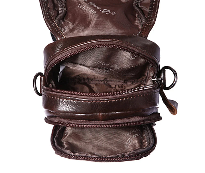 Men Genuine Leather Fanny Waist Pack Small Purse Cigarette Hip Belt Multi-purpose Fashion Real Cowhide Shoulder Cross Body Bag