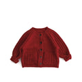 Christmas Kids Clothes O-Neck Red Sweaters Single Breast Boys Knit Cardigans Girls Sweater